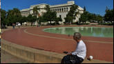 Arlene waiting for TJ and Maryola at Balboa Park