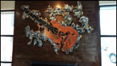 Replica of Willy Nelson guitar in motel loby.