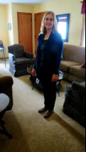 Greta sporting her outfit from Nicole
