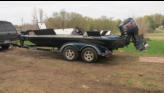 Kris's bass boat..Airing out compartments.