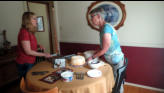 Greta and Arlene readying the cake