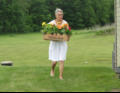 Arlene busy with flowers.