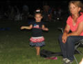 Nora checking out the glow stick.