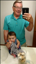Great Gramps and Natalie goofing around in the bathroom.