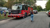 The fire truck arrives