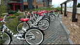 Bikes were placed around campus for anyone's use.