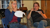 Greta and Sue chowing down.