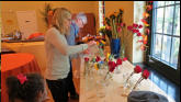 Greta and Arlene making table center pieces