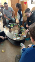 Card game going on. 