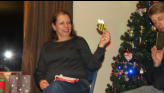 Sue with gift from Nora