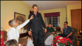 Eric shows off his ski pants