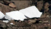 Ice chunks  on mountainside