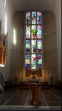 Inside beautiful stained glass